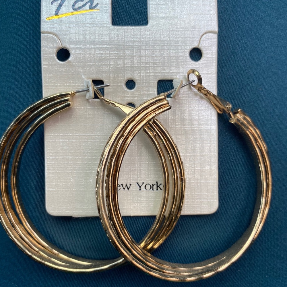 fashion triple hoop gold earrings